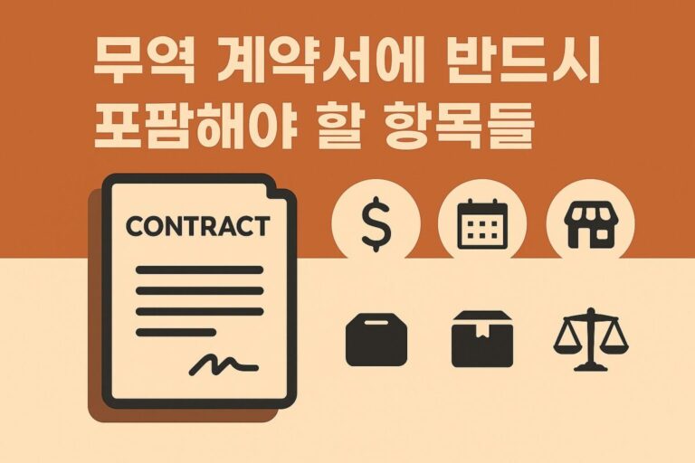 무역계약서에 반드시포함할 항목이 들어간 그림입니다.