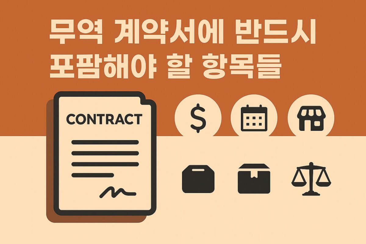 무역계약서에 반드시포함할 항목이 들어간 그림입니다.