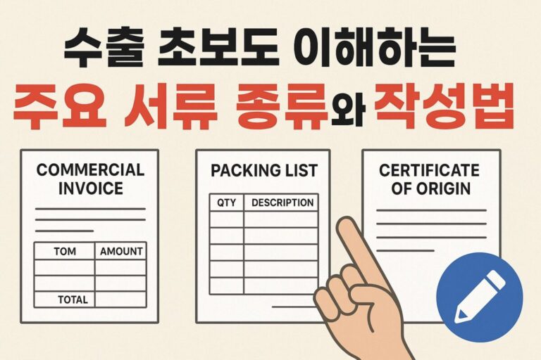 수출 서류 종류및 작성법에 대한 소개 그림입니다.